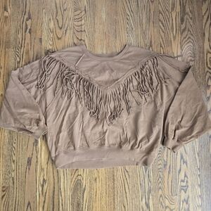 Chelsea DeBoer Fringed Brown Women's Sweatshirt Large Sweatshirt